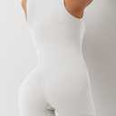QINSEN Womens Strappy Square Neck Tank Top Tummy Control Bodycon Stretch Shorts Jumpsuit Rompers (White, S)