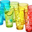 Amazing Abby - Iceberg - 24-Ounce Plastic Tumblers (Set of 8), Mixed-Color High-Balls, Reusable, Stackable, BPA-Free, Shatter-Proof, Dishwasher-Safe