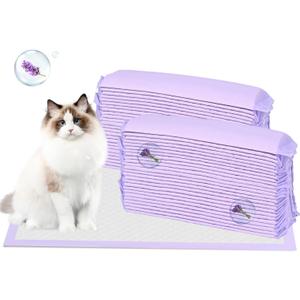 30 Count Cat Litter Pads 16.9 x 11.4 Inch Cat Pad Refills for Litter Box Super Absorbent Leak-Proof, Pee Pads for Cats Litter Box Fresh Lavender Scented (Purple)