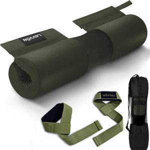 Barbell Squat Pad Set- Nylon Padding AntiSlip- Thick Foam Barbell Pad for Squats Cushion,Lunges&Bar Padding for Hip Thrusts -Standard Olympic Weight Bar Pad (Wrist Straps Weightlifting-Ankle Straps)