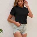 Womens T Shirts Short Sleeve Crew Neck Shirts Basic Tee Tops Blouse Summer Casual Tee Tops S-XXL (M)