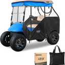 10L0L Golf Cart Deluxe Driving Enclosure 2 Passenger Fits EZGO TXT & RXV Golf Cart Only, Heavy Duty 600D Waterproof Portable Drivable Golf Cart Storage Cover Enclosure