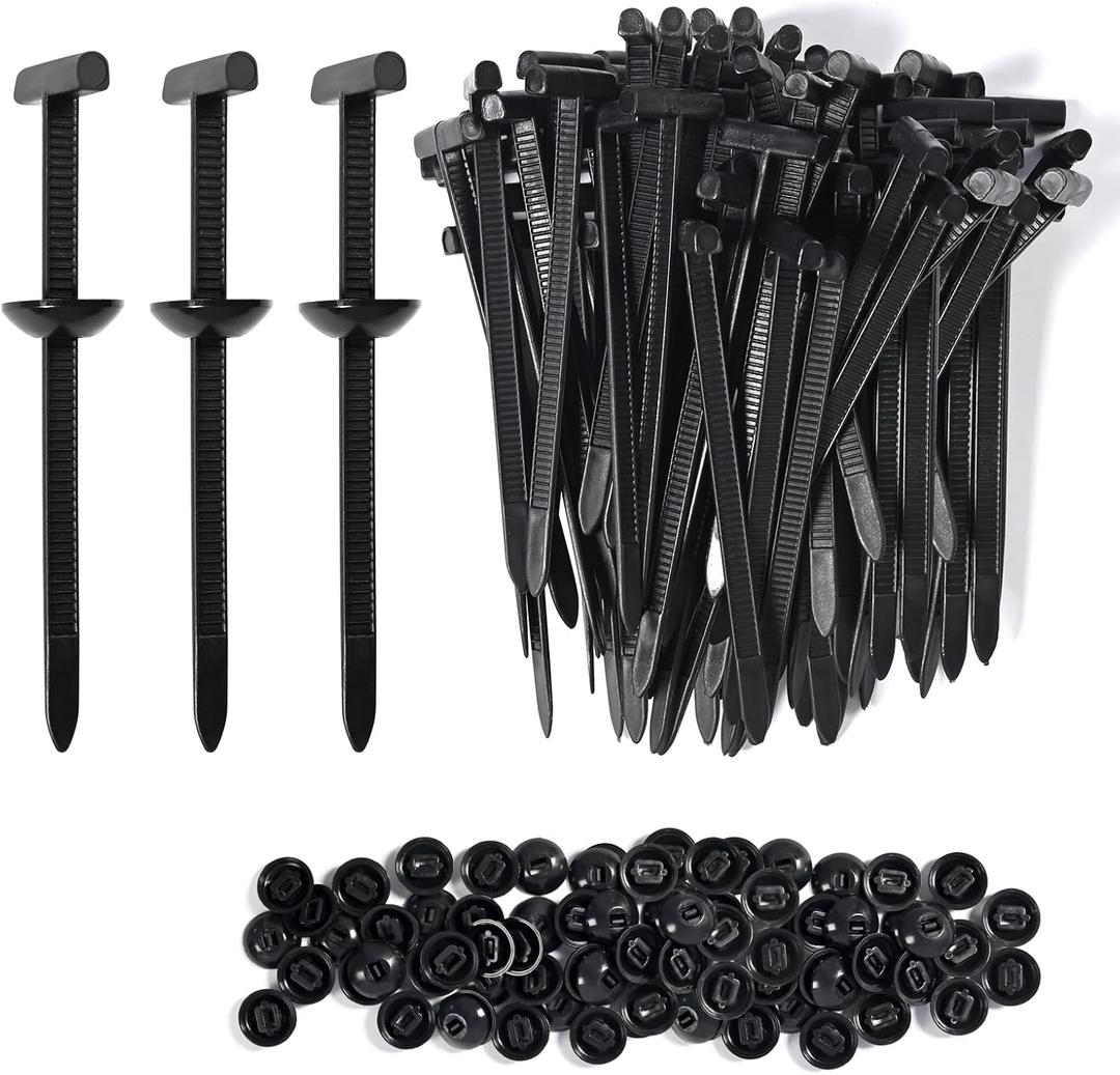 50Pack Heavy Duty Nylon Zip Ties with Mounting Buckles, Self-Locking Cable Fasteners for Car & Home
