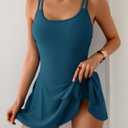 Eomenie One Piece Swimdress Swimsuits for Women Tummy Control Swim Dresses Skirt Bathing Suit (Blue, M)