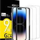 NEW'C 3 Pack Designed for iPhone 14 Pro Screen Protector (6.1 inches), Tempered Glass with easy installation tool included,Case Friendly Ultra Resistant (Transparent)