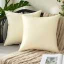 MIULEE Pack of 2 Decorative Outdoor Waterproof Pillow Covers Garden Cushion Sham Throw Pillowcase Summer Shell for Patio Tent Couch 18x18 Inch Beige