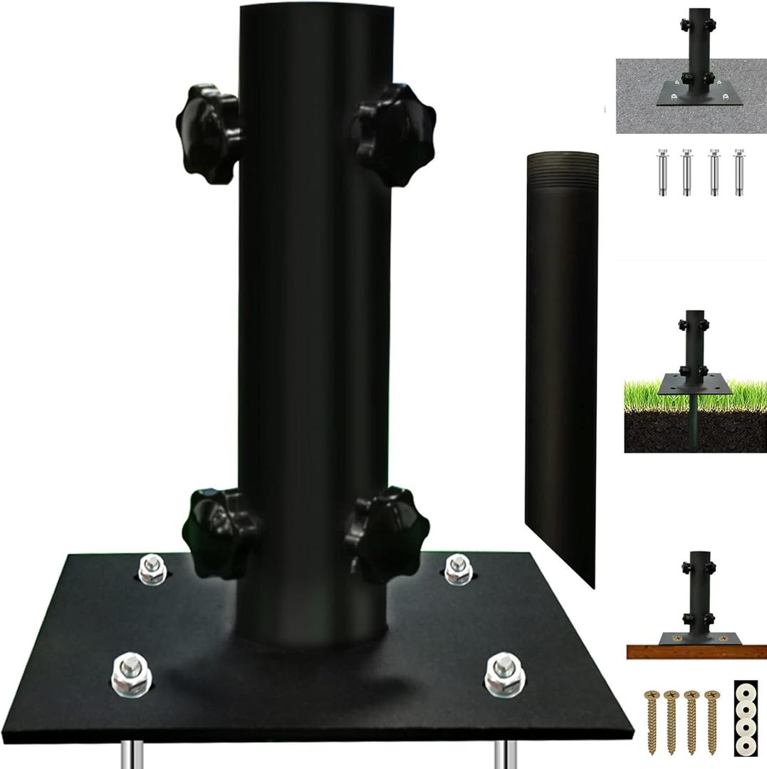 Patio Umbrella Stand for 1.2''-2.2'' Pole, Lawn Design with Ground Spike Fixing, Easy to Carry, Table Umbrella Base for Multiple Scenes, Garden/Deck/Porch