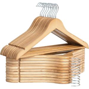 StorageWorks Wooden Hangers 20 Pack, Wood Coat Hanger for Coats, Shirts, Jackets, Pants, Suits, Walnut Color