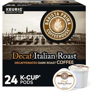 Barista Prima Coffeehouse, Italian Roast Decaf Keurig Single Serve K-Cup Pods, 24 count Best Before: 05/30/2027