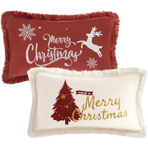 ATLINIA Christmas Pillow Covers 12x20 Set of 2 - Xmas Decorative Farmhouse Linen Throw Pillow Cases Holiday Sofa Couch Cushion Covers Merry Christmas