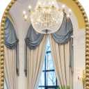 Arched Mirror for Wall, 24"x32" Gold Arch Bathroom Vanity Mirror, Metal Flower Frame Decorative Arch Wall Mirror, Antique Gold Arched Mirror for Washroom, Bedroom, Entryway, Living Room