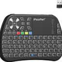 iPazzPort Bluetooth Mini Keyboard with Touchpad, 2.4G Mini Wireless Keyboard and Mouse with IR Learning Support, Cyclic RGB Backlit, Rechargeable for PC, Smart TV, Laptop, Android TV Box Type-C