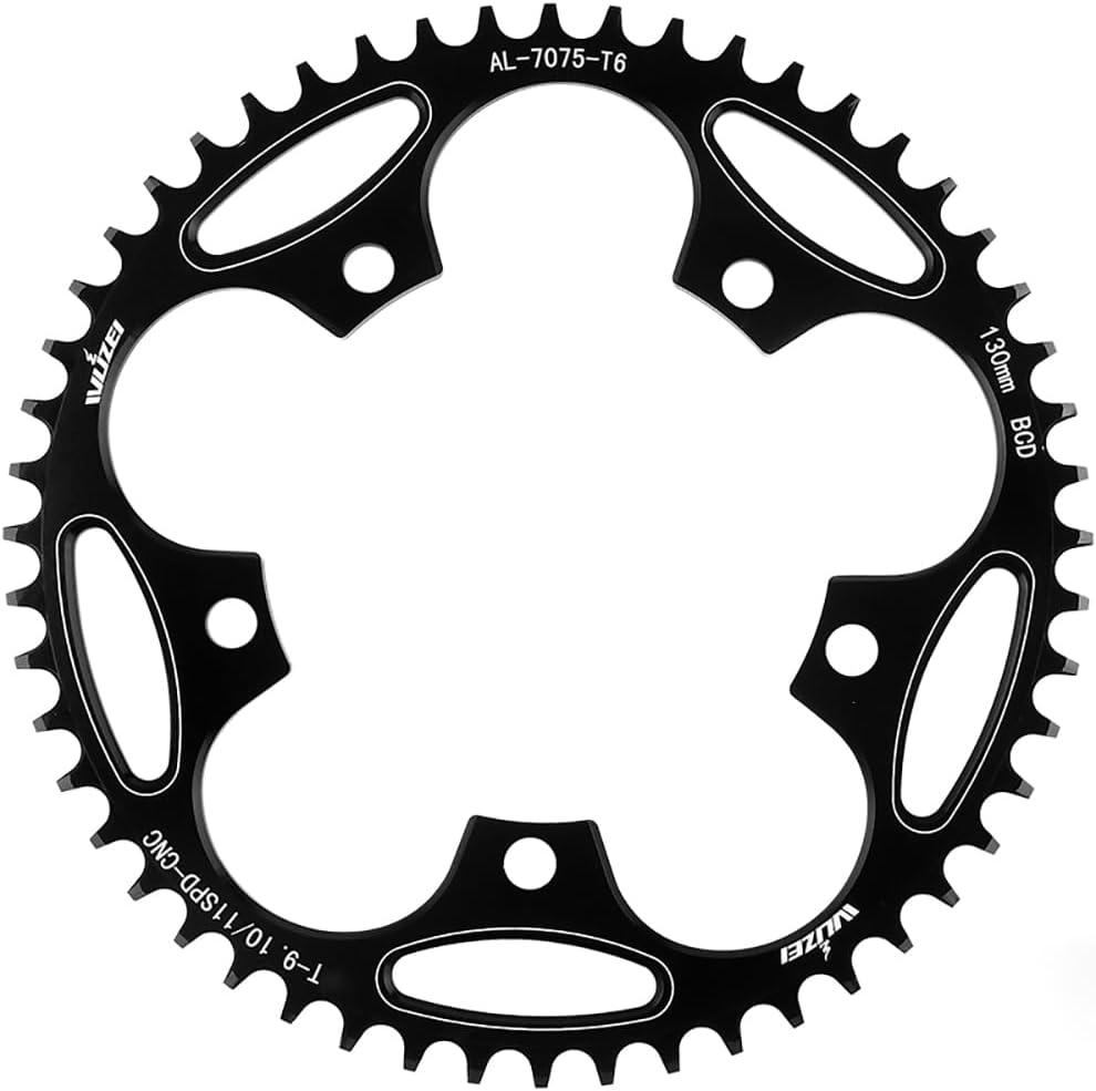 110/130 BCD Chainring 36/38/40/42/44/46/48/50/52/54/56/58/60T 5 Screws Round Narrow Wide Bicycle Chainring for 9/10/11 Speed Road Bike Folding Bicycle