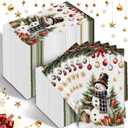 200 PCS Christmas Snowman Paper Napkins Merry Christmas Disposable Guest Napkins Decorative Xmas Dinner Hand Napkins for Bathroom Kitchen Winter New Year Holiday Party Supplies Baby Shower
