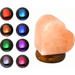 HOMY LED USB Himalayan Heart-Shaped Salt Lamp, Multi Color Changing in 7 Colors, Small About 4.1 Inches 1.5 lbs, No Installation Required Great Decor for Home Office Hotel,Great Decor, Best Gift