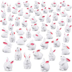 Marsui 100 Pcs Bunny Miniatures Figurines Rabbit Miniature Accessories Easter Garden Landscape Garden Bunny for Easter Accessories Dollhouses Decoration(Classic Rabbit)
