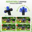HIRALIY 100FT Garden Watering System, Automatic Drip Irrigation Kit with Adjustable Flow Nozzles, 5-Way Connector, Plastic Material, Modern Style, Ideal for Lawn, Patio, Garden, Raised Bed