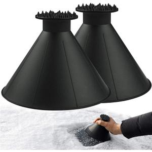 2 x Magical Ice Scrapers for Car Windshield - 2 Pack Cone Magic Car Ice Scraper with Funnel, Round Snow Scraper for Christmas Present