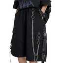 MEINVQIAOTI Black Cargo Pants for Women Street Harajuku Loose Straight Shorts Black Pants  M