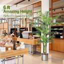6ft Tall Triple Golden Cane Palm Artificial Tree Large Tropical Palm Tree UV Resistant Fake Plant in Pot for Indoor Outdoor Big House Living Room Outside Patio Office Home Decor 1Pack