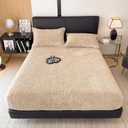 ZIQINPSQ Queen Size Flannel Fitted Sheet - 1 Piece Winter Warm Deep Pocket (15") Bed Sheet, Shrink & Fade Resistant, Hotel Quality, Wheat