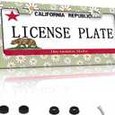 TUBAMQ Vintage Daisy License Plate Frames,Floral Flowers License Plate Frame Decorative Aluminum Car Tag Stainless Metal License Plate Holder Auto Accessories 2 Holes US Standard 12Inchx6Inch LPF-03