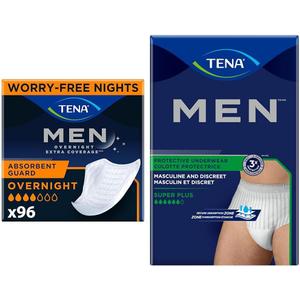 TENA Incontinence Guard Men 96 Count & Underwear Men X-Large 56 Count Absorbency Protection