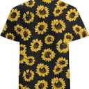 Mens Funny Hawaiian Shirts 3D Graphic Button Down Short Sleeve Tropical Holiday Beach Aloha Shirt (Large, Yellow Sunflower)