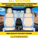 LINGVIDO Full Set Car Seat Covers, Faux Nappa Leather, Airbag Compatible and Waterproof Protectors for Sedans SUVs, Breathable Interior for Active Families, Pets, and Commuters (5 Seats, White/Blue)