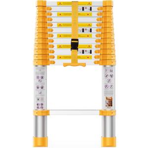 BOWEITI Telescoping Extension Ladder 12.5FT Heavy Duty Upgrade,Aluminum Telescopic Ladder with Upgrade Material/Accessories