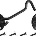 4" Stainless Steel Gate Latch Heavy Duty Hook and Eye Gate Latch Easy Lock Barn Door Lock with Mounting Screws Door Latch Door Lock Hardware for Sliding Door, Garden, Cabinet, Windows (1, Black)