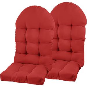 PNP HWJIAJU Adirondack Chair Cushion, Rocking Chair Cushion 44x19.4x4 inch, High Back Patio Cushions of Upper and Lower with Ties, Sunscreen and Fade-Resistant (Red, 2)