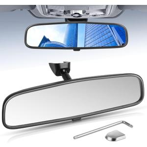 10.6" Rear View Mirror, Interior Rearview Mirror Universal Fit Type, Compatible with Jeep Wrangler Nissan Rogue Altima Toyota Corolla Camry Tacoma Ford F150 Focus Honda Civic Accord 