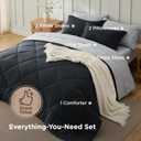 Bedsure Queen Comforter Set - 7 Pieces Reversible Black Bedding, Queen Size Bed Set for All Seasons, Bed in a Bag with Down Alternative Comforter, Sheets, Pillowcases & Shams