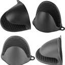 4pcs Silicone Oven Mitts - Cooking Pinch Grips, Oven Mitts Silicone Heat Resistant, Silicone Pot Holders for Kitchen (05-Black and Gray)