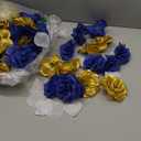 Yunlly 100 Pcs Artificial Flowers Fake Silk Roses Long Stem Rose Bouquet Wedding Party Home Decor for DIY Baby Shower Centerpieces Tables Home Decorations(Blue, Gold)