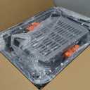 Powools Cat Litter Box - Stainless Steel Litter Box with Lid for Kitty, Metal Base Enclosed Cat Box with Litter Scoop, Elevated Step Box, Activated-Carbon Pack, 17.1" x 13.2" x 15", Grey