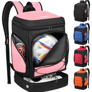 Soccer Bag - Soccer Backpack with Ball Holder,Sport Equipment Bags gifts for soccer stuff Water resistant Includes Separate Cleat Fit Basketball Volleyball Football (Hot Pink)