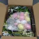 6ft Spring Garland Decorations, 2-in-1 SpringGarland-to-Wreath for Mantel, Fireplace with 18 Pastel Eggs, LED Lights and Storage Bag, Spring Decor for Front Door, Window, Table, Entryway