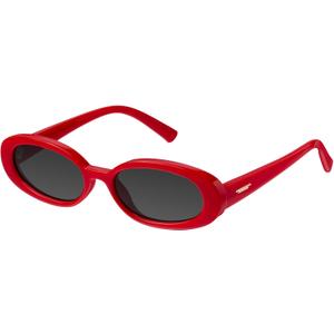 mosanana Retro Tiny Oval Sunglasses for Women with Small Face Narrow Style MS52360 (C5 Red)