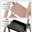 Taranta 3 Step Ladder, Lightweight Aluminum Step Stool with Convenient Handgrip, Folding Ladder with Anti-Slip Pedals, 330lbs Capacity Stepladder for Home, Office, Kitchen - Peach Pink