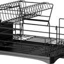 Dish Drying Rack for Kitchen Counter,Multifunctional 2-Tier Dish Rack,Rustproof Kitchen Large Dish Drainer with Utensil Holder,Cups Holder