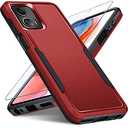 Janmitta Compatible with Moto G 5G 2023 Case with Tempered Glass Screen Protector,Heavy Duty Rugged Shockproof Full Body Protective Cover,Red 3 PACK