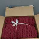 WESHIONGOO Chunky Knit Blanket Throw Knitted Throw Blankets for Couch Bed Fluffy Soft Blanket with Jumbo Chenille Yarn Thick 100% Handmade(Burgundy Red, 50"×60")