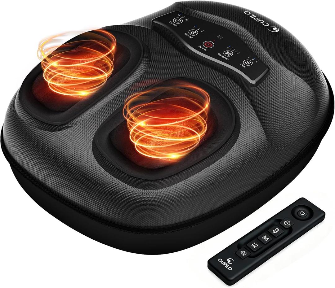 FSA Eligible HSA Foot Massager with Heat [Remote Control], Shiatsu Foot Massager Machine with 5 Compression Levels, Electric Feet Massager for Foot Pain Relief, Gifts for Elderly Senior Parents (Charcoal Black)