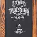 MyGift Wall-Mounted Large Chalkboard Sign - 12 x 25-Inch Burnt Wood Frame Erasable Blackboard with Metal Accent Corners