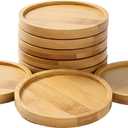 10 Pcs Round Bamboo Coasters 3.7 Inch, Blank Mats for Crafts DIY Mosaic Tile Base, Small Indoor Plant Coasters, Reusable Eco-Friendly Design