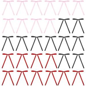 Heclia 30 Pcs Bow Cupcake Toppers Birthday Bowknot Ribbons Coquette Etiquette Cupcake Picks Red Black Pink Cake Toppers Themed Party Decorations for Wedding Bridal Shower Anniversary Party Supplies