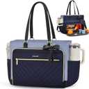 LOVEVOOK Lunch Bag, Tote Bag for Women with Insulated Lunch Compartment & Cup Holder, Insulated Lunch Bag Fit 15.6 Inch Laptop, Water Resistant Large Capacity Work Tote for Teacher, Nurse, Office