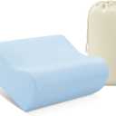 AM AEROMAX Travel Contour Memory Foam Pillow, Cervical Pillow for Neck Pain Relief, Neck Orthopedic Sleeping Pillows for Side, Back and Stomach Sleepers. (Travel - 12Lx11Wx(5"-4")H, Blue - Firm)